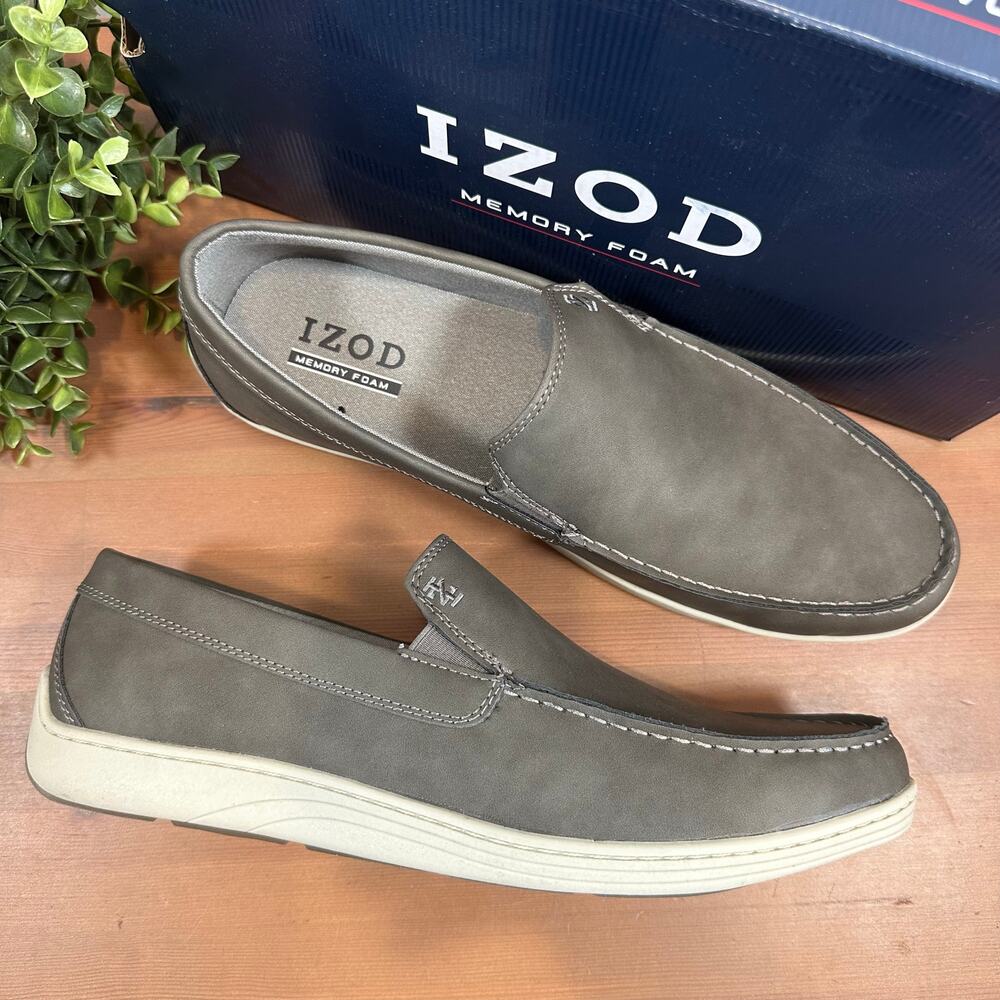 Izod Men's Seapoint Grey Memory Foam Loafers Size 12